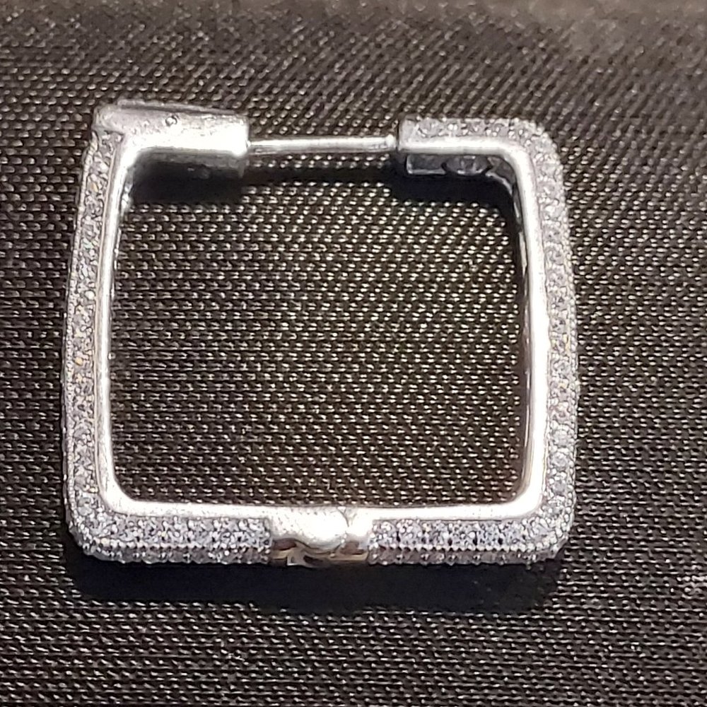 Suzy Levian Sterling Silver Square hoop CZ Earring Single earring replacement